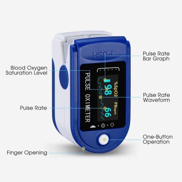 Fingertip Pulse Oximeter Finger Blood Oxygen Saturation Monitor SpO2 Level Heart Rate Monitor